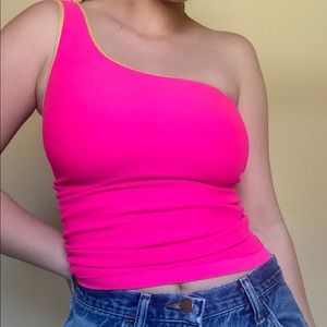 Pink one shoulder top